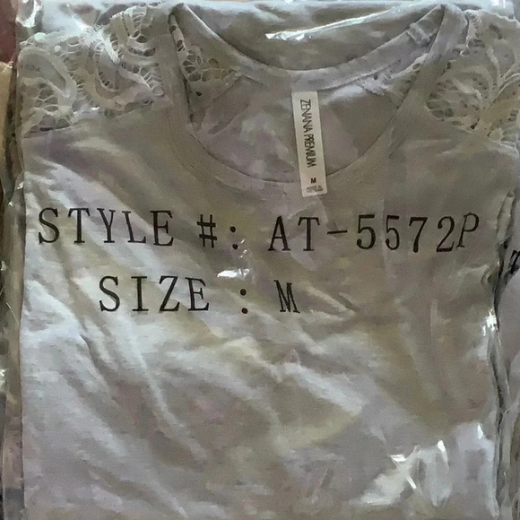 Lace short sleeve top Heather Grey M Mocha L - Picture 5 of 6